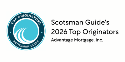 Scotsman Guide 2026 Top Originators certification badge for Advantage Mortgage, Inc.